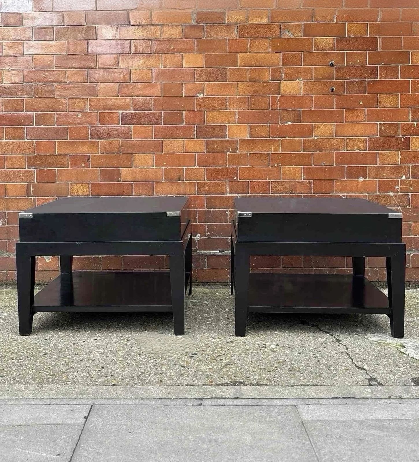 photo furniture Pair Of Eicholtz Campaign Style Bedside Tables, Holland Circa 1995