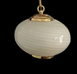 Pair Of 1960's Murano Swirl Opaline Glass Pendant Lights. photo buy
