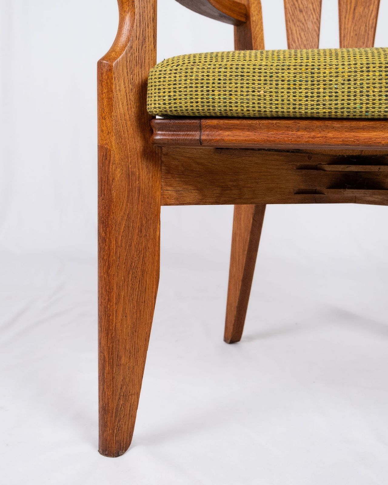 photo vinterior Set Of Oak And Wool Chairs By Guillerme And Chambron For Votre Maison, France, 1950s