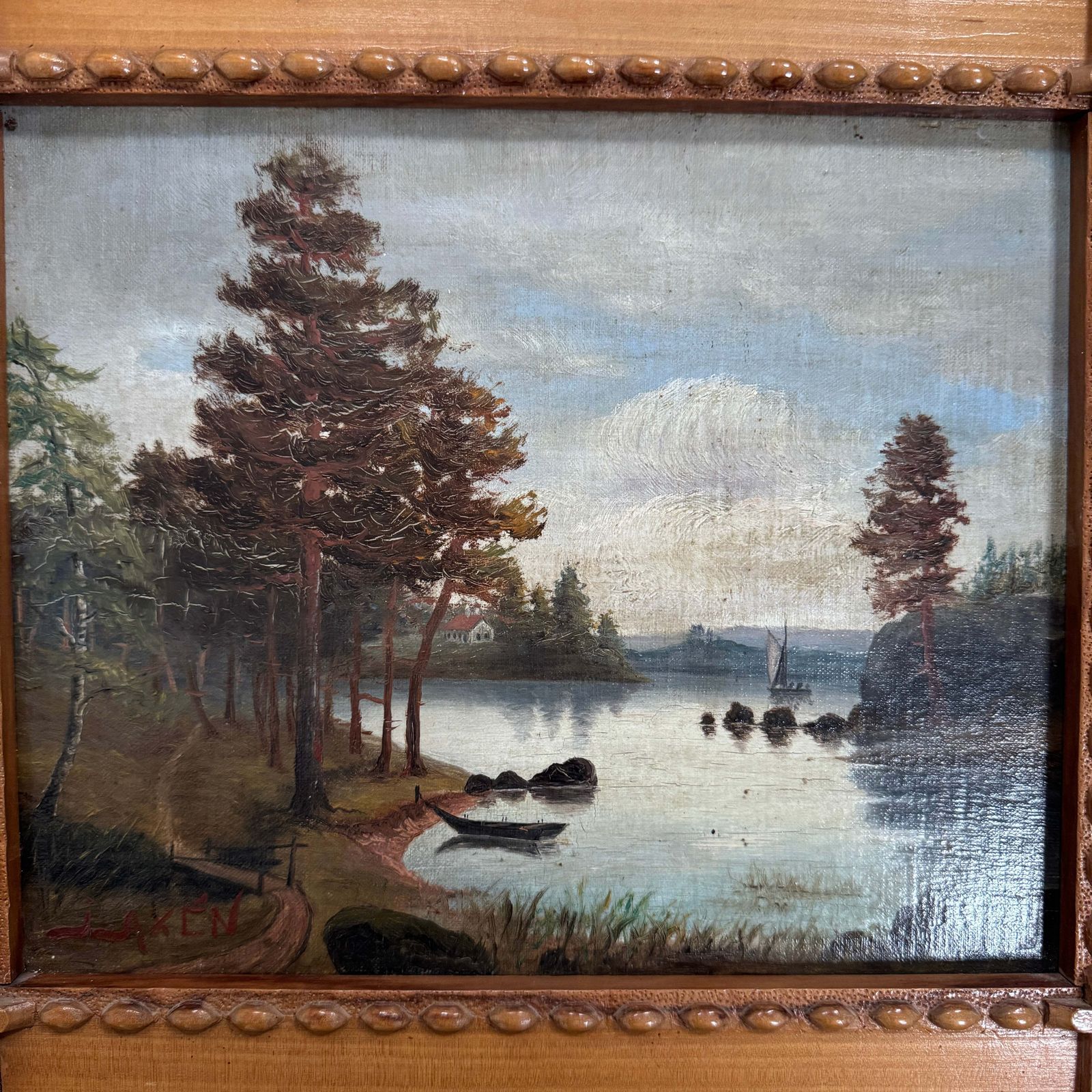Memories Of Northern Summer. Antique Swedish Oil Painting. photo furniture