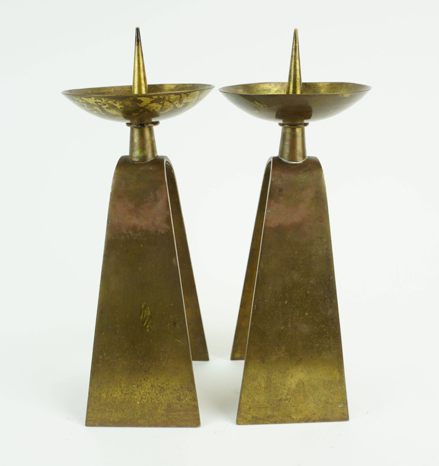 Pair Of Mid Century Modern Style Brass Candlesticks From The 1950s/60s photo for sale
