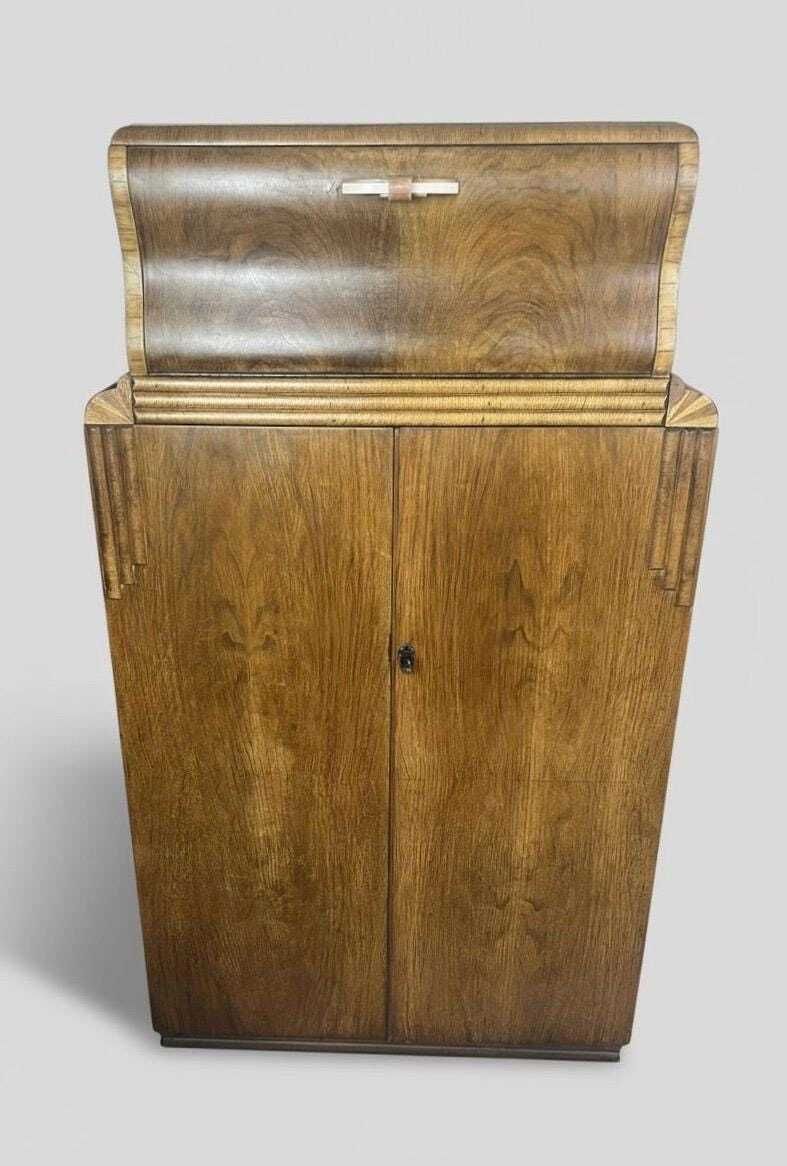1930s Antique Art Deco Metaphoric Cocktail Drinks Cabinet