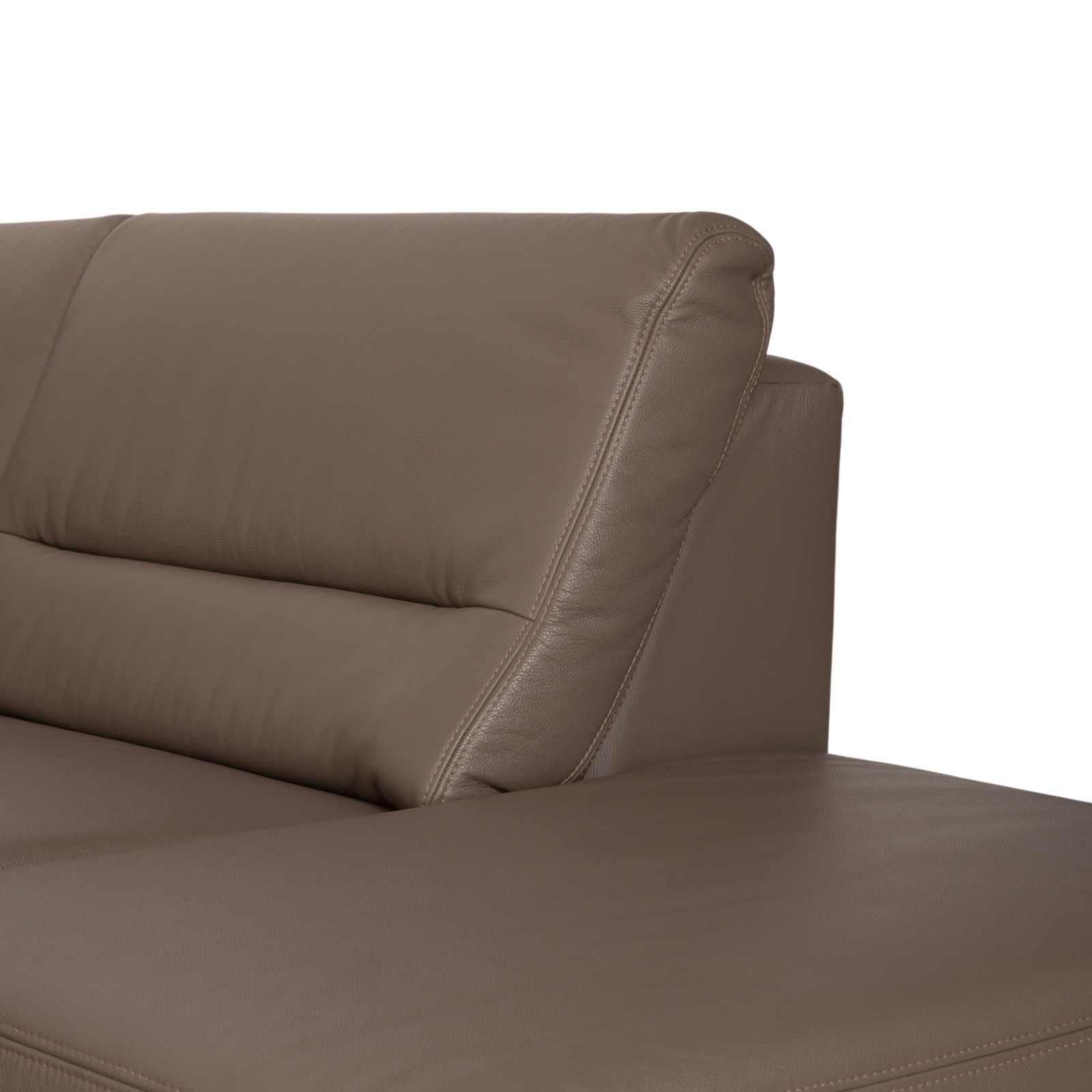 photo furniture Canapé d'angle Polinova en cuir, gris brun, gris taupe, fonction électrique