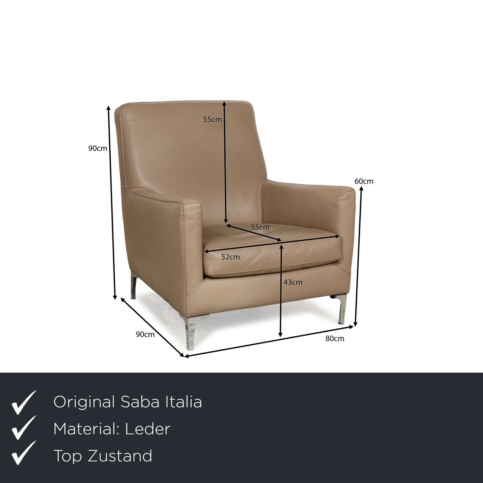 Saba Italia Leather Armchair Brown Light Brown Beige photo furniture