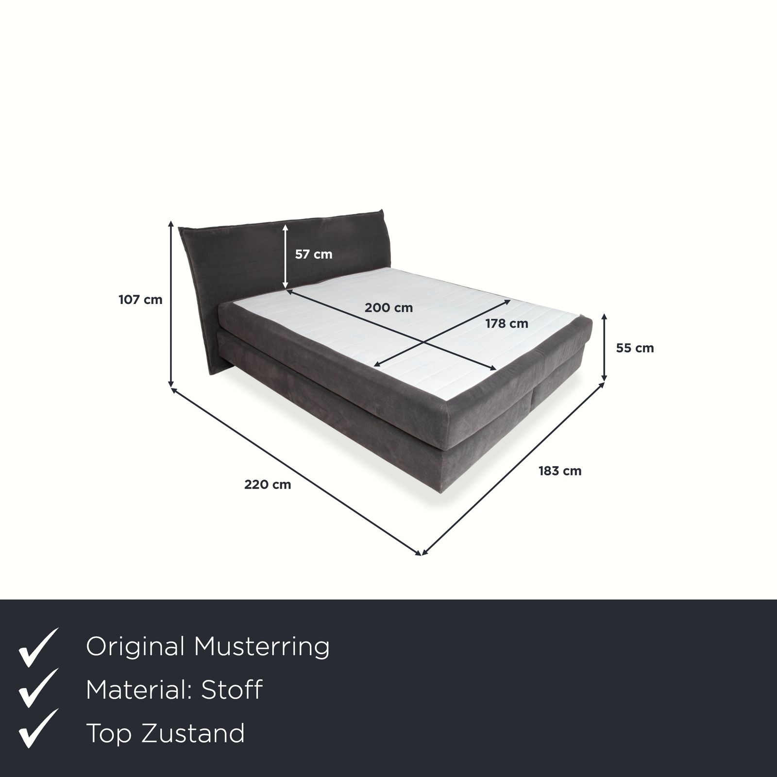 Lit en tissu Musterring, gris photo furniture
