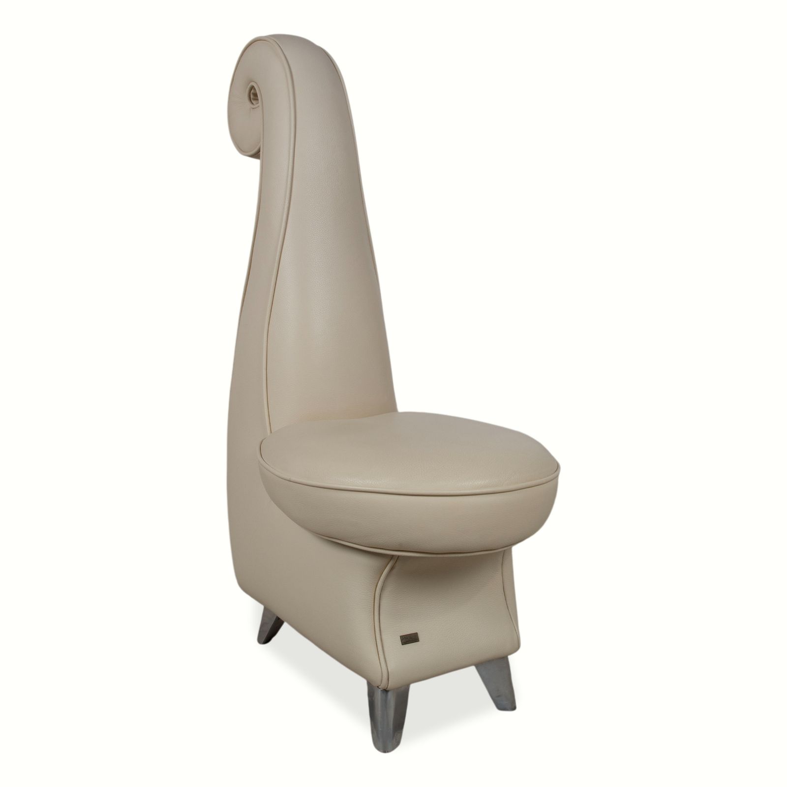Set Van 4 Bretz Rocky Leren Stoelen, Crème Beige, Voor Eetkamer photo for sale