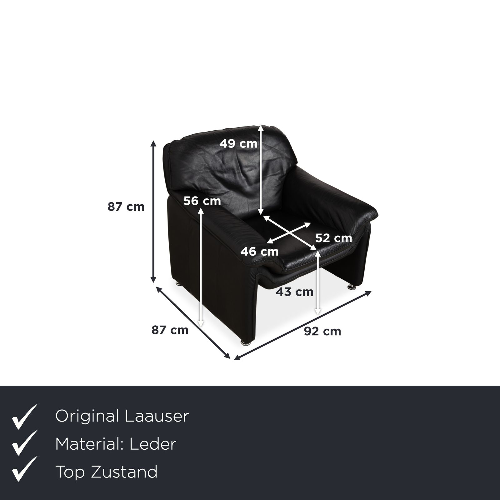 Fauteuil Lauuser Atlanta en cuir noir photo furniture