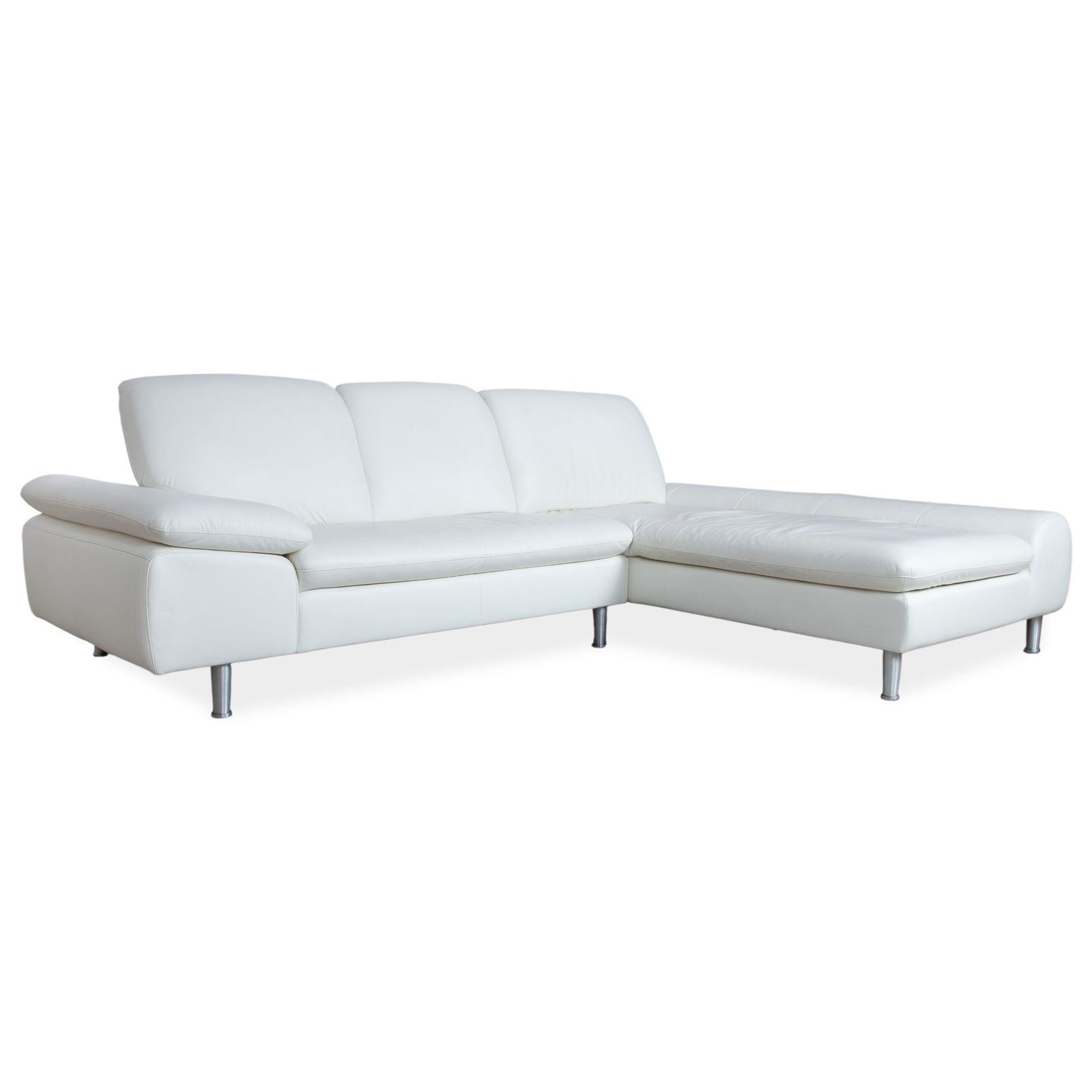 Canapé d'angle Willi Schillig Loop en cuir, blanc crème, fonction manuelle