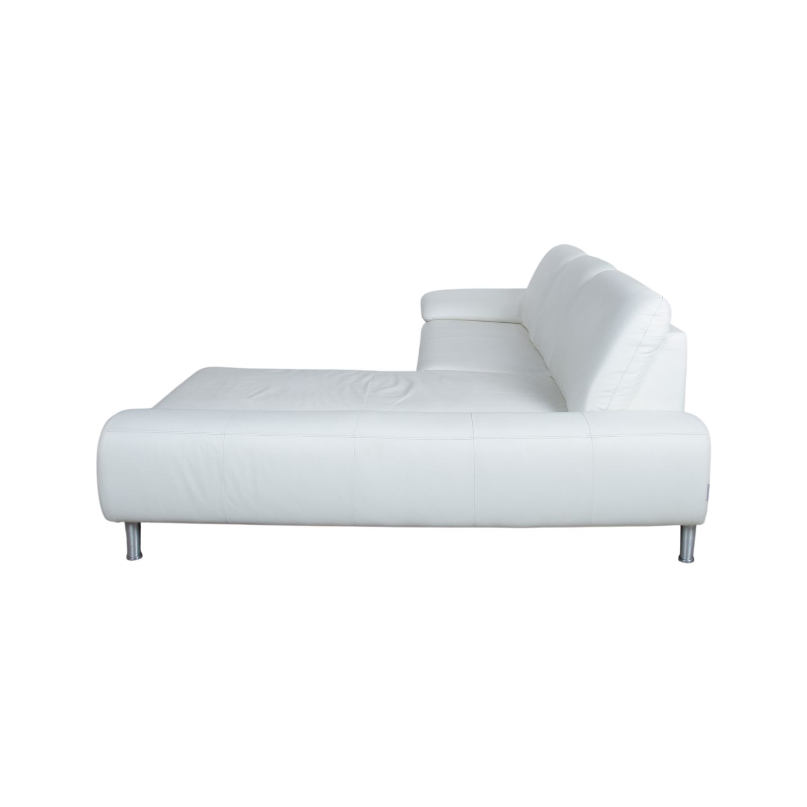 Mobilier Canapé d'angle Willi Schillig Loop en cuir, blanc crème, fonction manuelle photo