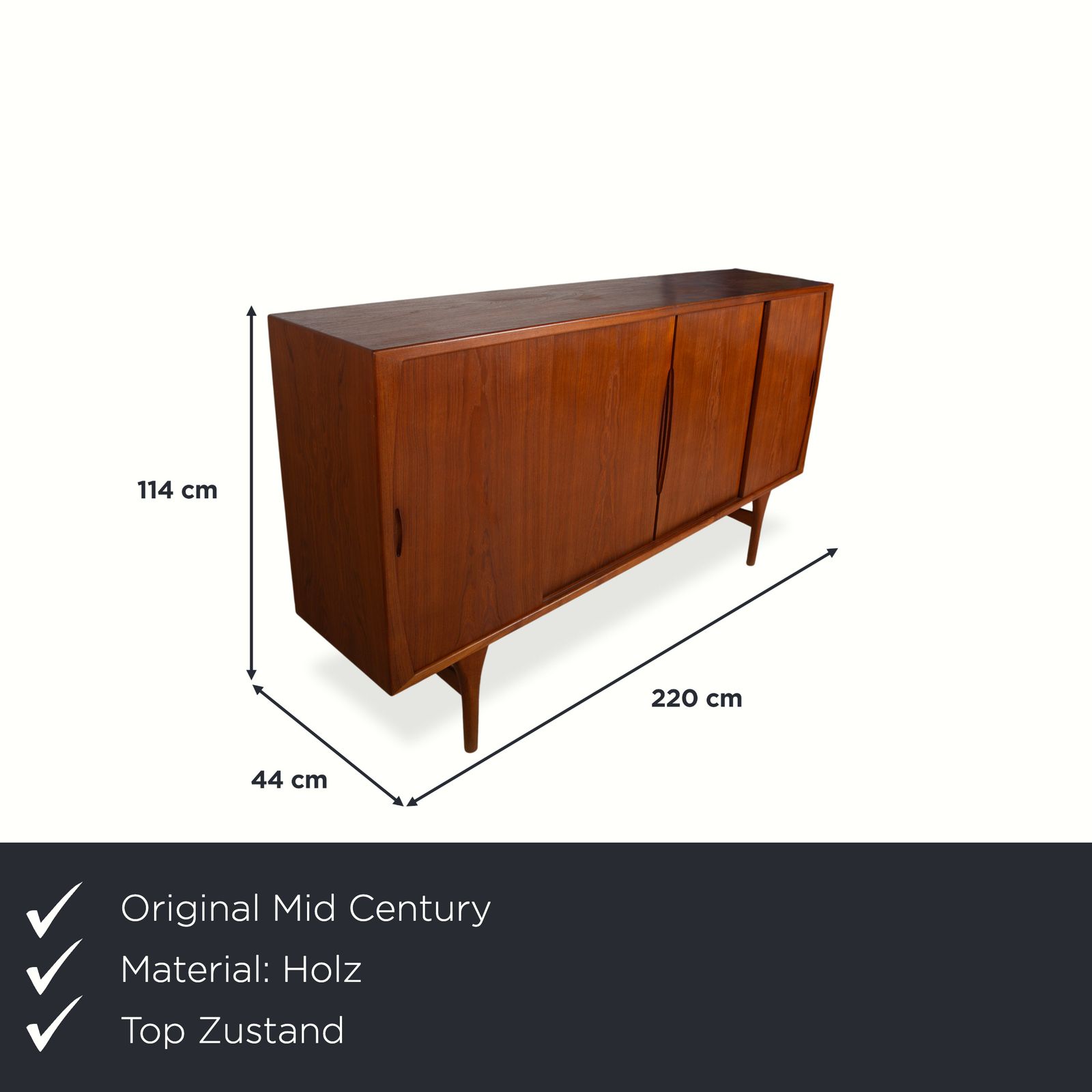 Mid Century Wooden Sideboard Brown Vintage Teak Bruno Hansen Made In Denmark photo furniture