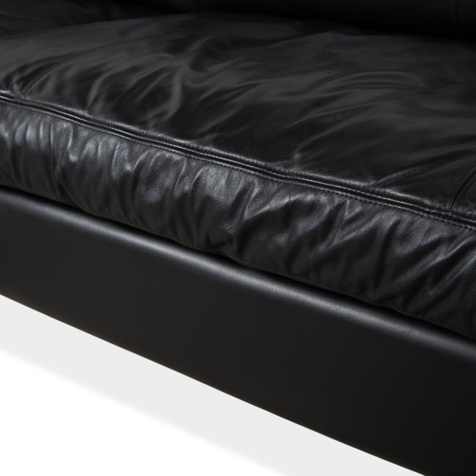 Cor Conseta Leather Four Seater Black Sofa photo for sale