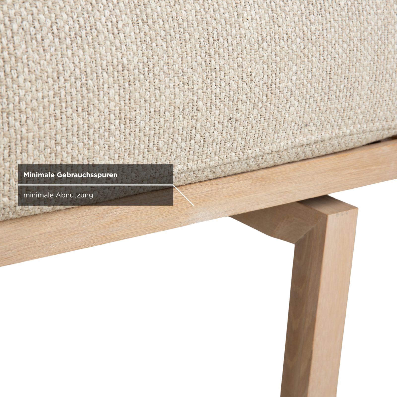 Tabouret Bolia Elton en tissu beige crème, bois gris photo Mobilier