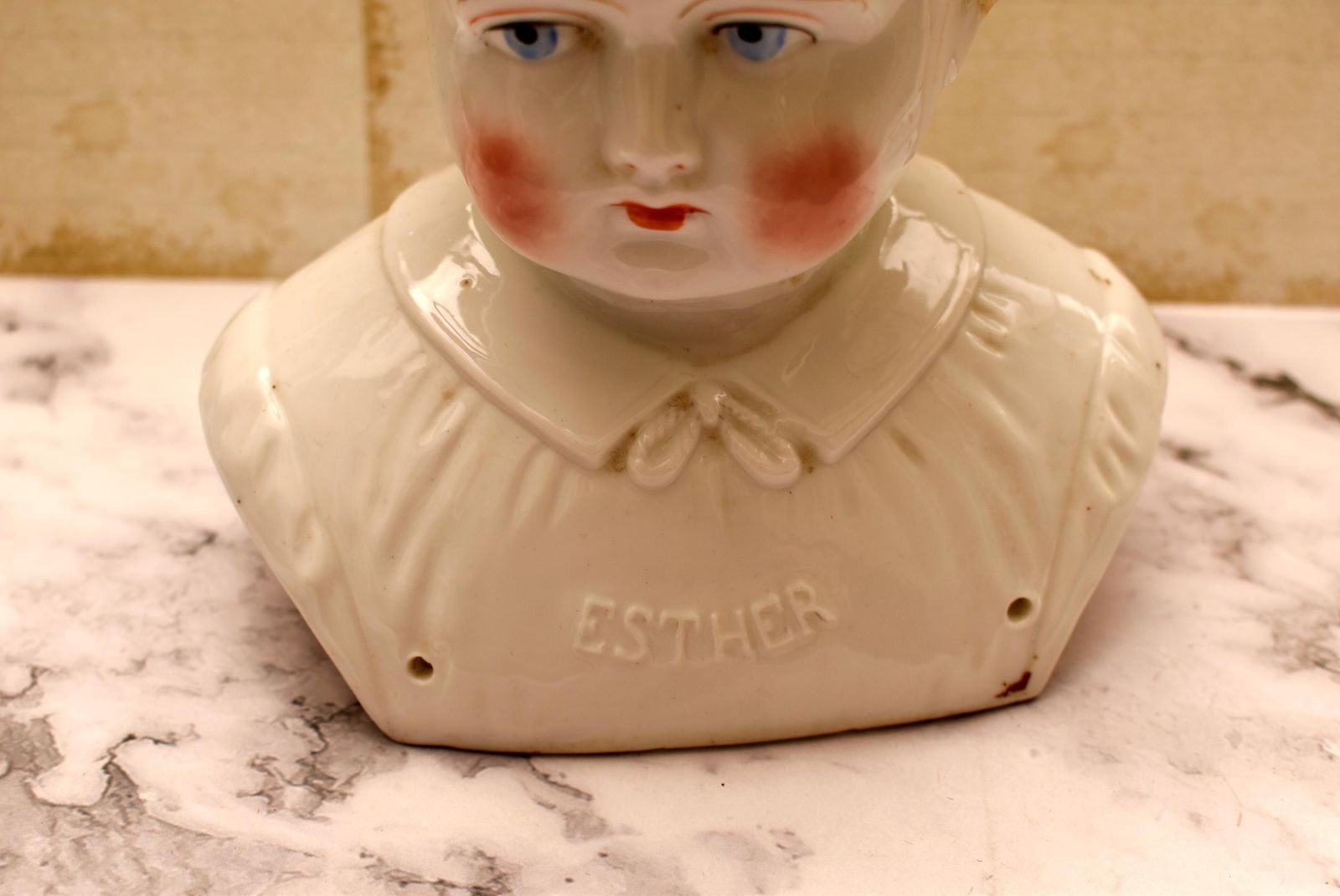 Hertwig Pet Name Large Victorian Doll Head   Amazing German Esther With Blonde Curls C1895 photo Art