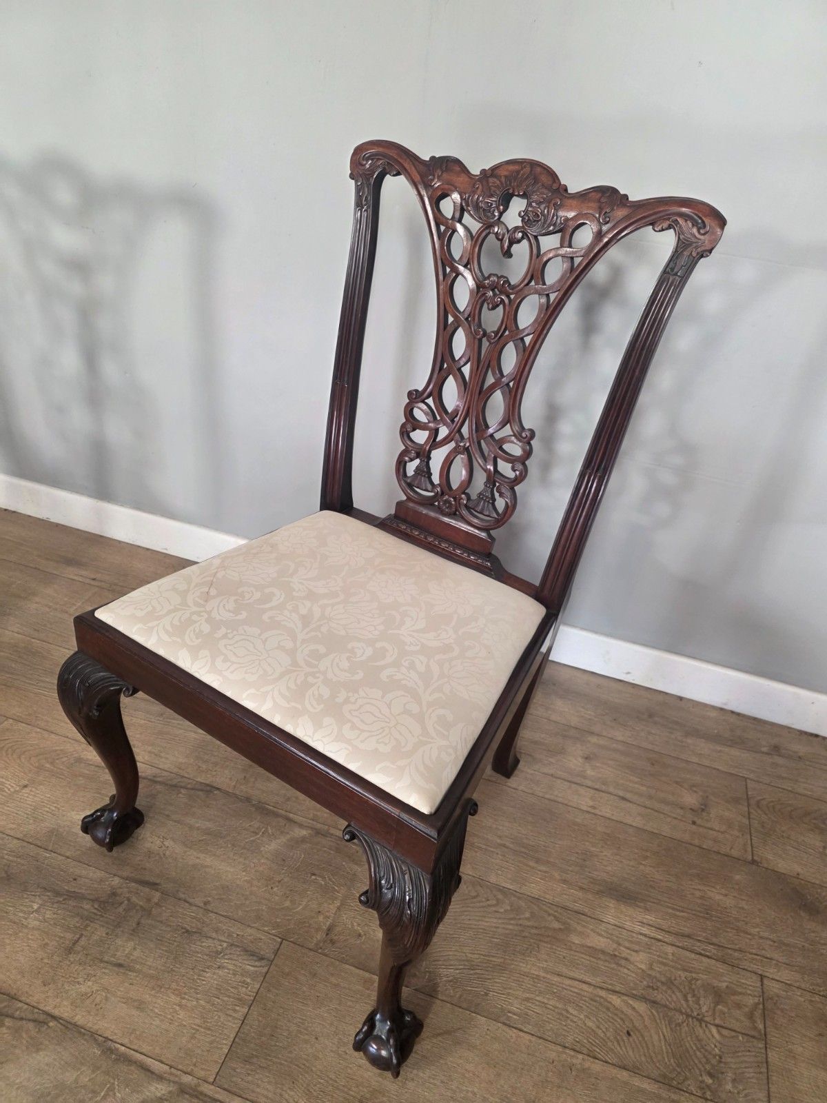 1495.0 Antique Chippendale Style Mahogany Dining Chairs With Ball & Claw Feet 1910 photo