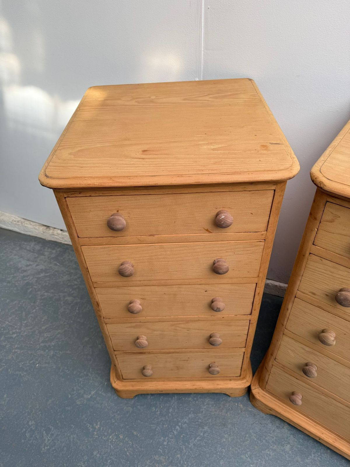 A Rare Pair Of Pine Victorian 5 Drawer Chest Of Drawers To Wax/Paint photo furniture