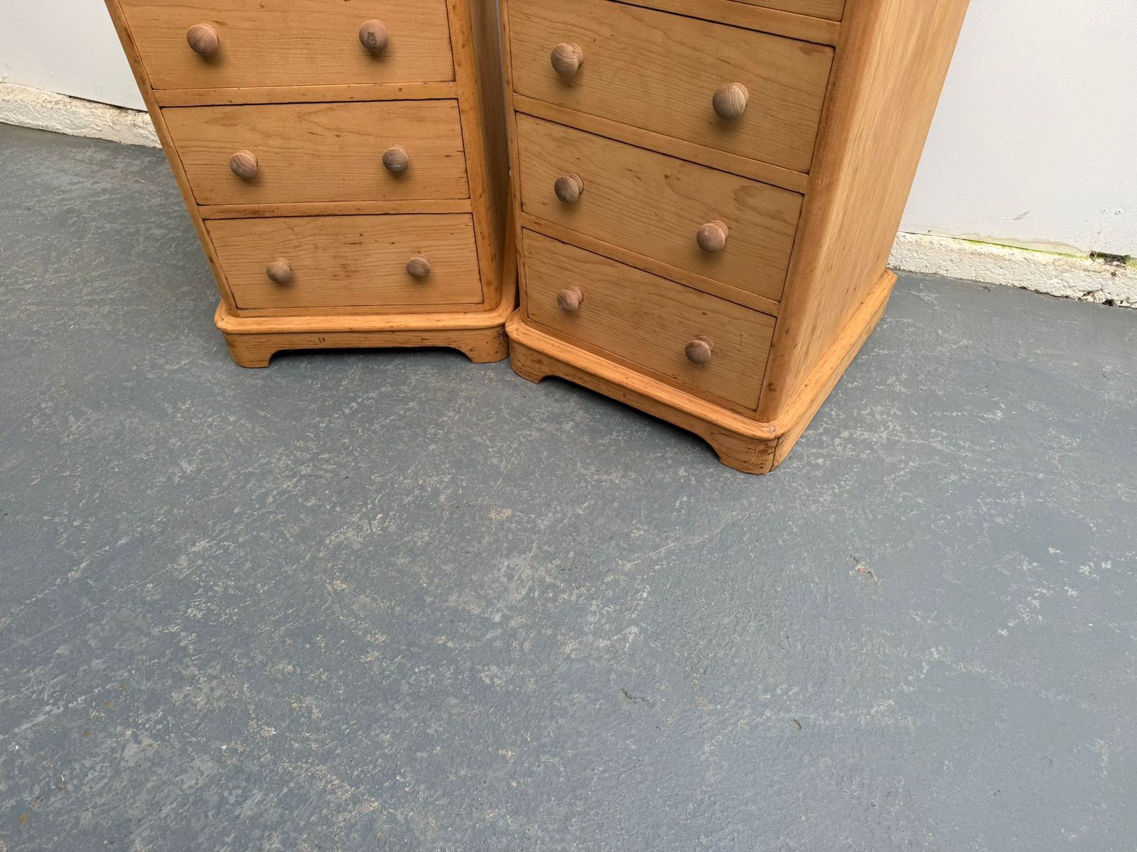 A Rare Pair Of Pine Victorian 5 Drawer Chest Of Drawers To Wax/Paint photo Furniture