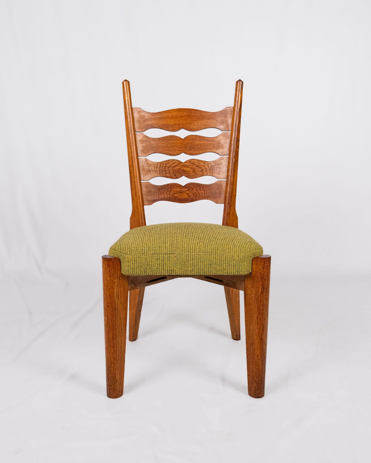 Pair Of Oak And Wool Chairs By Guillerme And Chambron, For Votre Maison, France, 1950s photo Furniture
