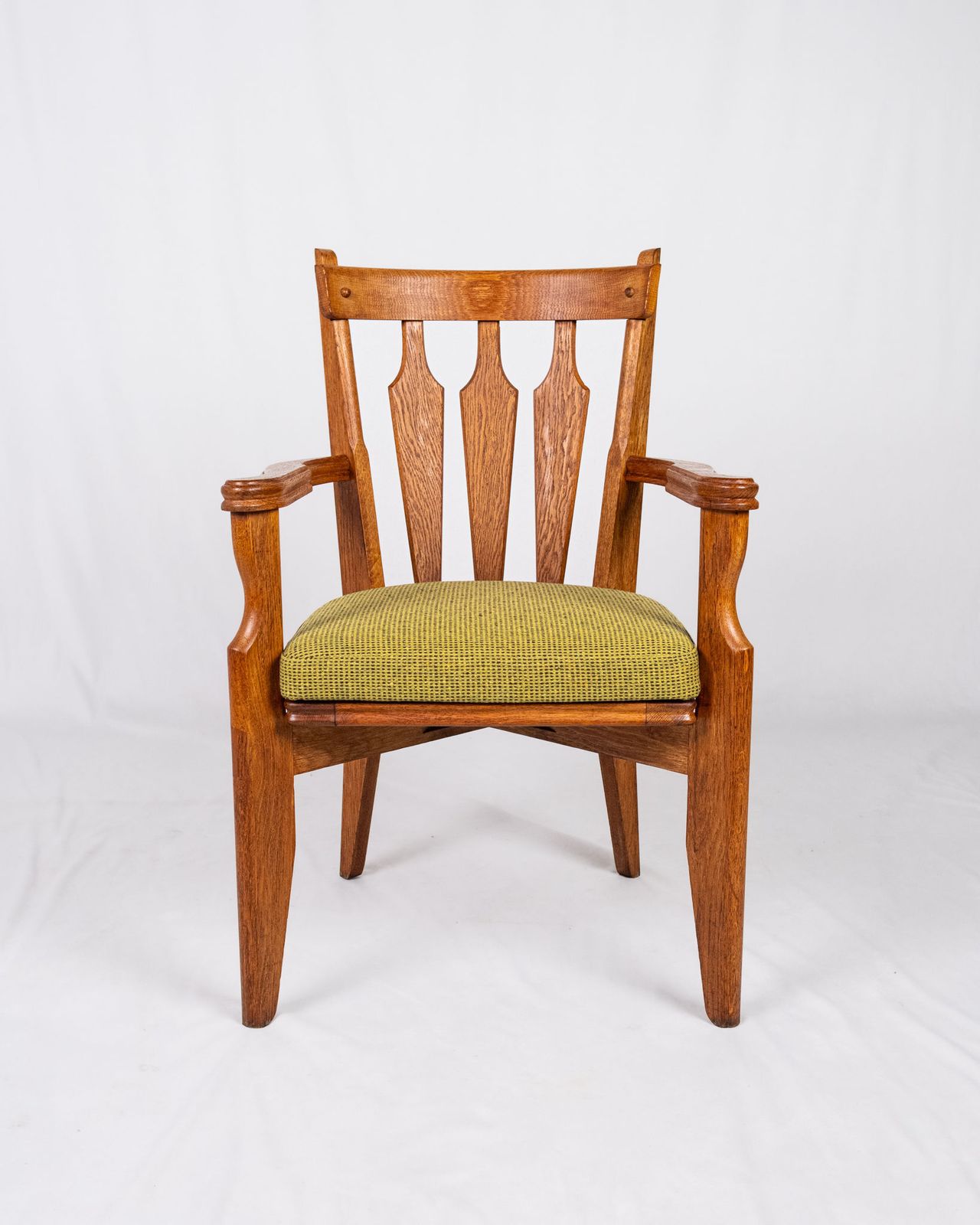 Set Of 4 Oak And Wool Chairs By Guillerme And Chambron For Votre Maison, France, 1950s photo Furniture