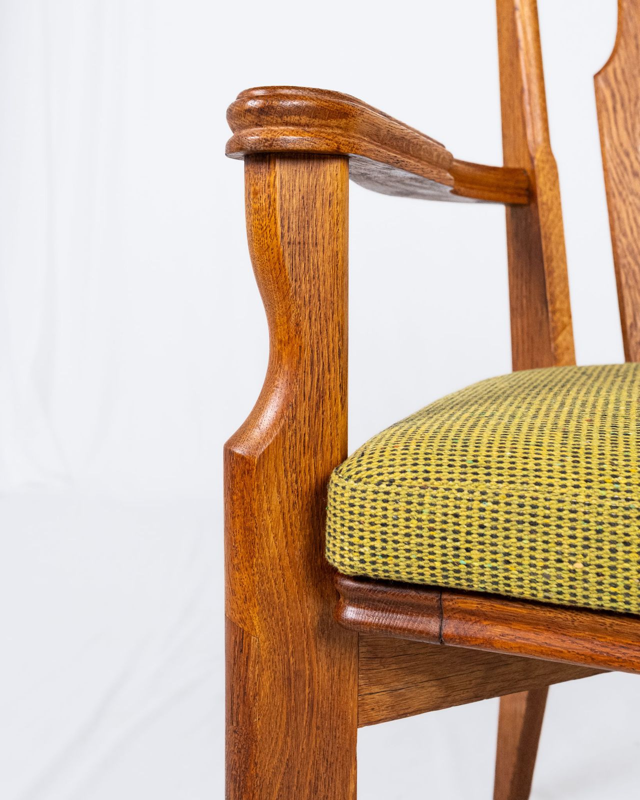 Set Of 4 Oak And Wool Chairs By Guillerme And Chambron For Votre Maison, France, 1950s photo 3800.0