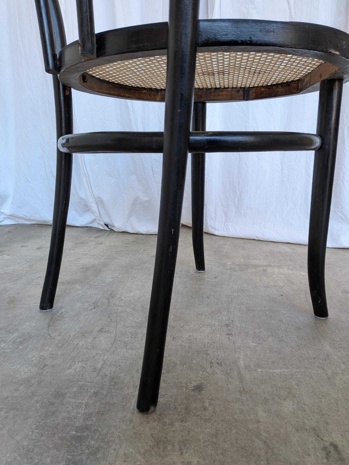 Vintage Thonet Style Dining Chair: Black Bentwood Cane Seat photo vintage