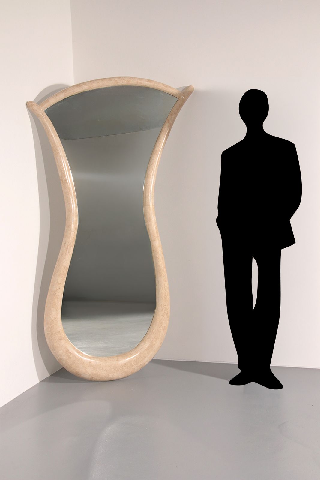 Very Big Monumental Italian Travertine Mosaic Mirror, Circa 1960