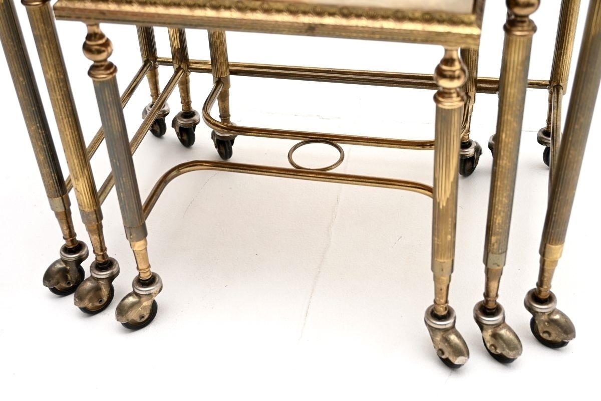 Antique French Brass And Onyx Nest Of Tables photo vinterior