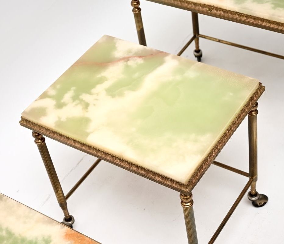 photo furniture Antique French Brass And Onyx Nest Of Tables