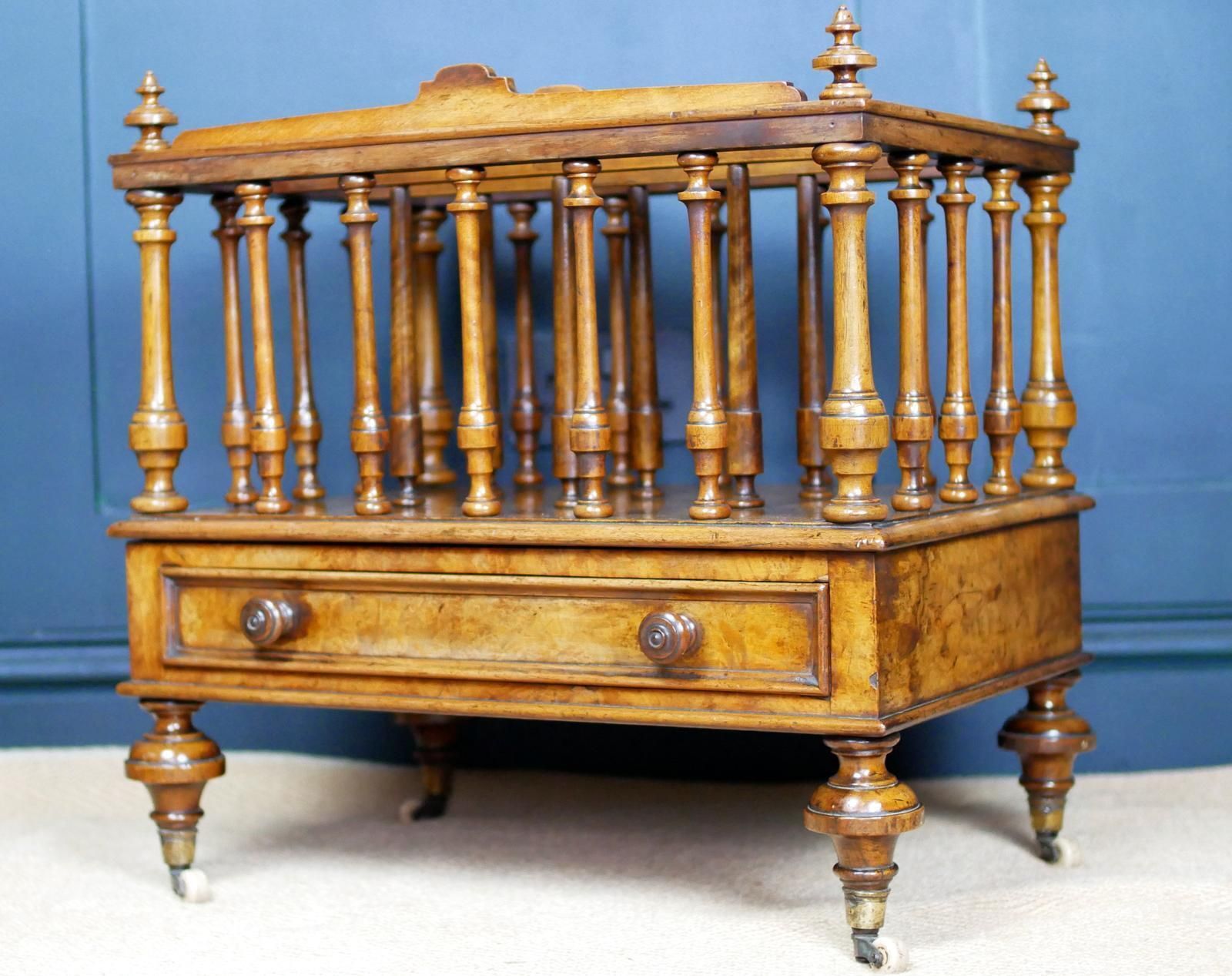 Victorian 19th Century Walnut Canterbury Magazine Rack