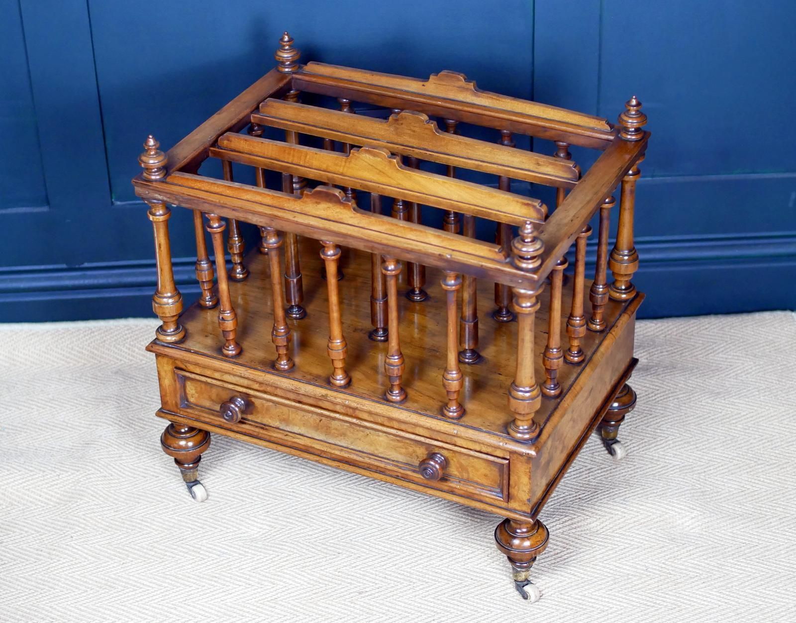 Victorian 19th Century Walnut Canterbury Magazine Rack photo for sale