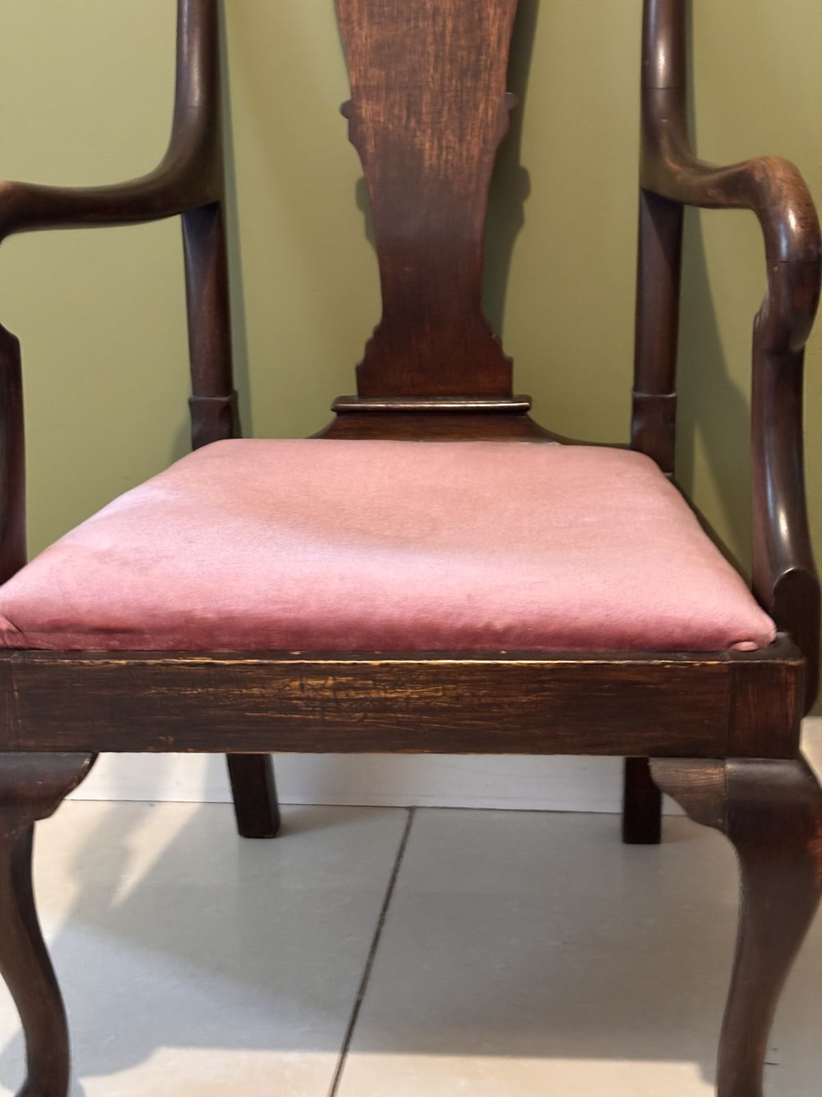 Queen Ann Revival Mahogany Nursery Chair photo vinterior