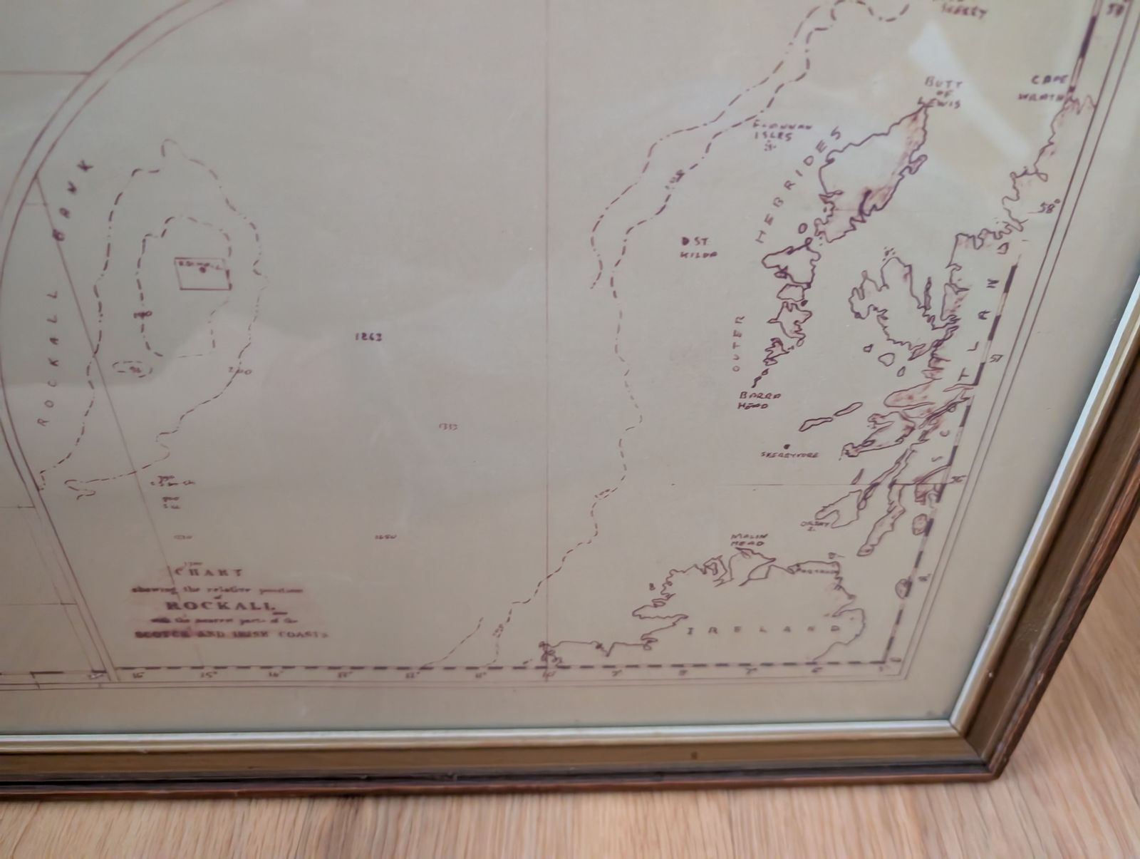 Vintage Navigational Chart Of Rockall 1970s 70s Nautical Wall Art Shipping Forecast photo for sale