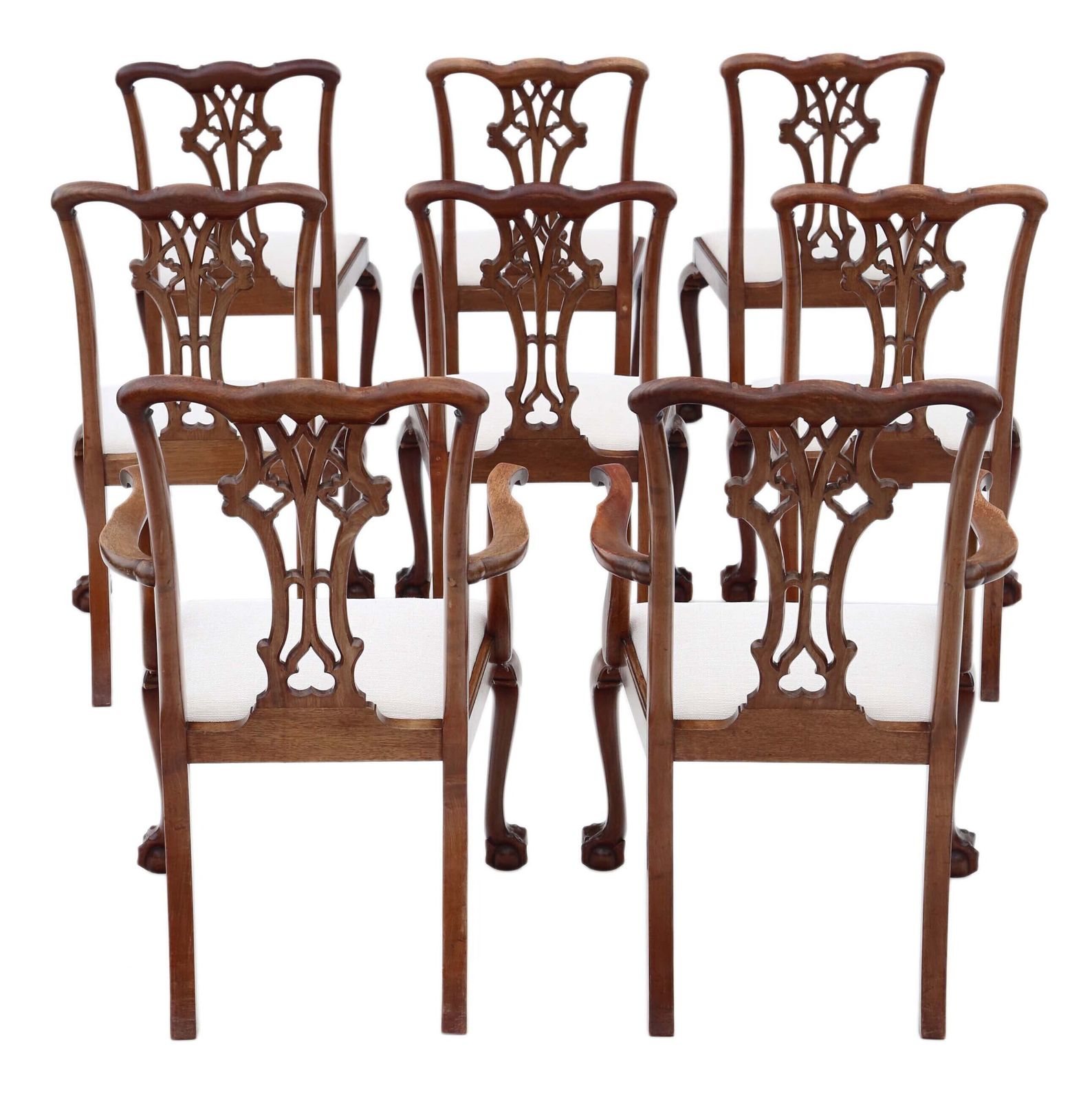 Antique C.1910 Georgian Revival Mahogany Dining Chairs: Set Of 8 (6+2) photo for sale