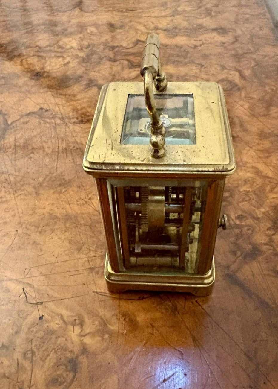 Antique 19th Century Miniature Brass Carriage Clock With Alarm photo 1085.0
