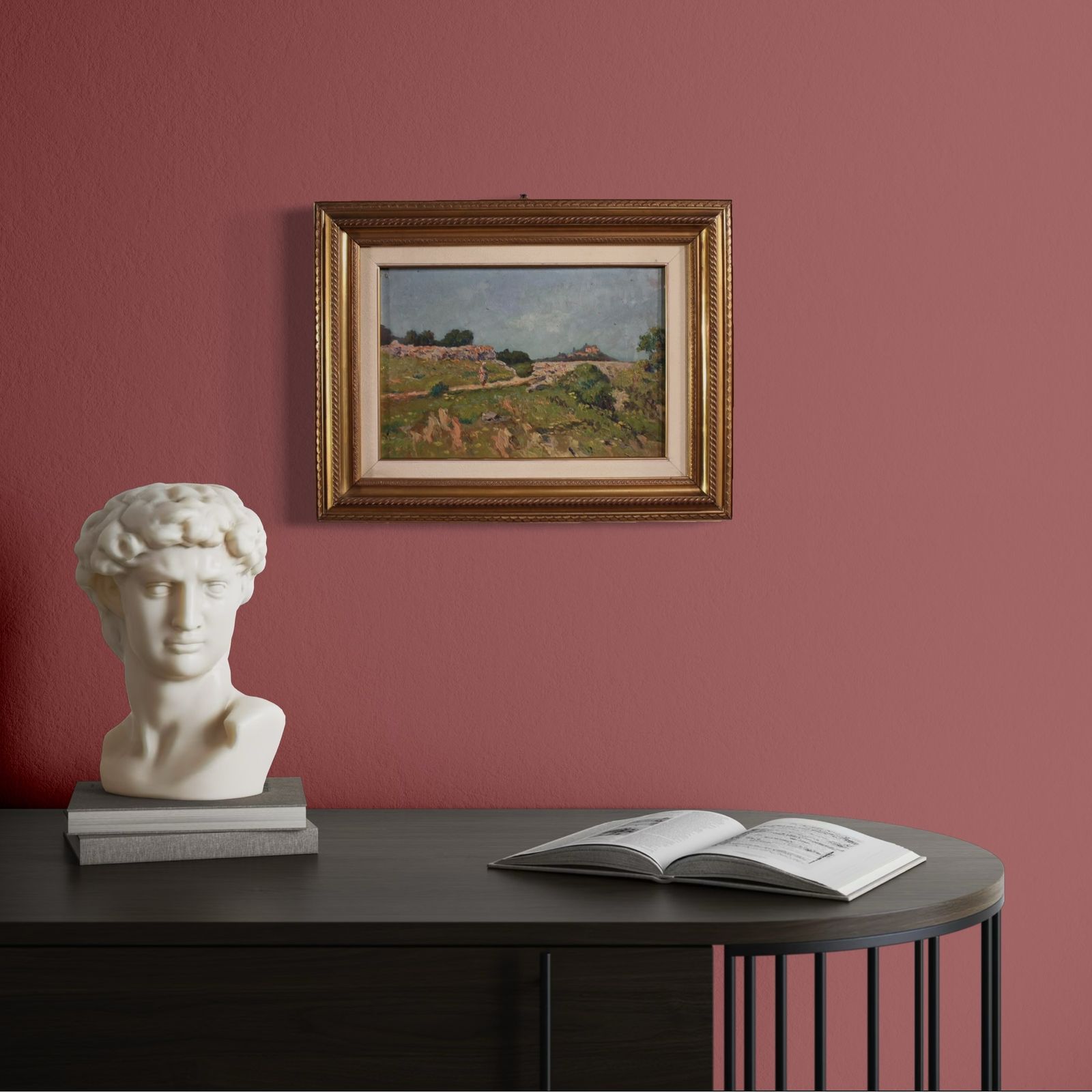 photo vinterior Signed Italian Landscape Painting From The 20th Century