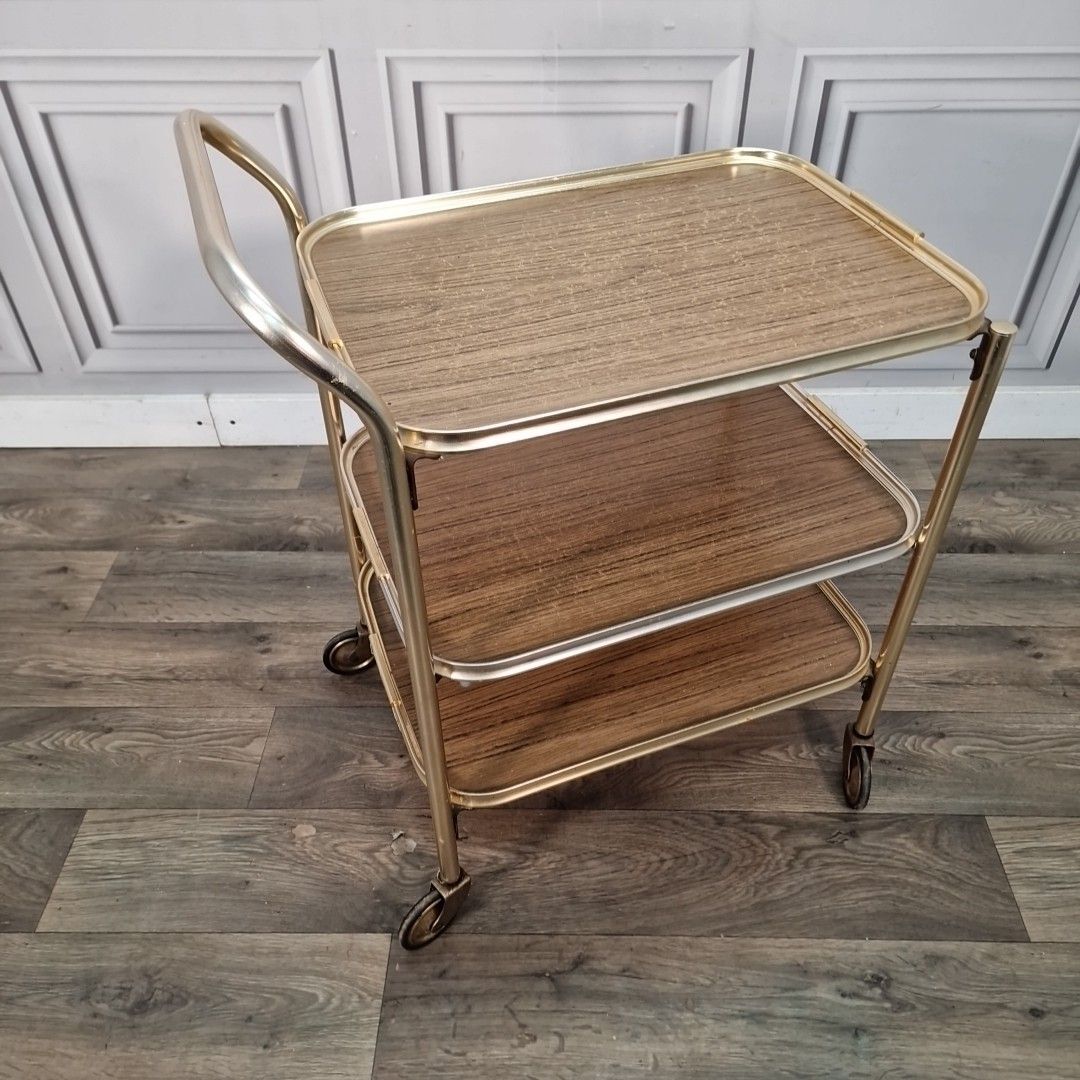 Vintage Tea Trolley Drinks Cocktail Hostess Cart Mid Century Modern Retro Mcm photo furniture