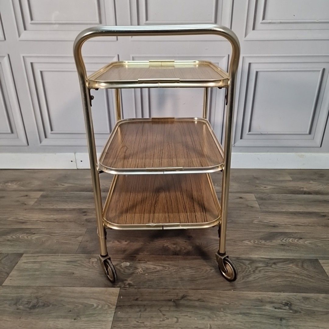 Furniture Vintage Tea Trolley Drinks Cocktail Hostess Cart Mid Century Modern Retro Mcm photo