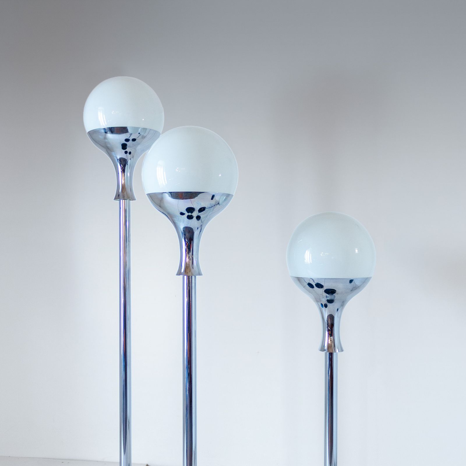 Set Of Three Vintage Floor Lamps, Italian Design In The Style Of Artemide, 1970s photo Lighting