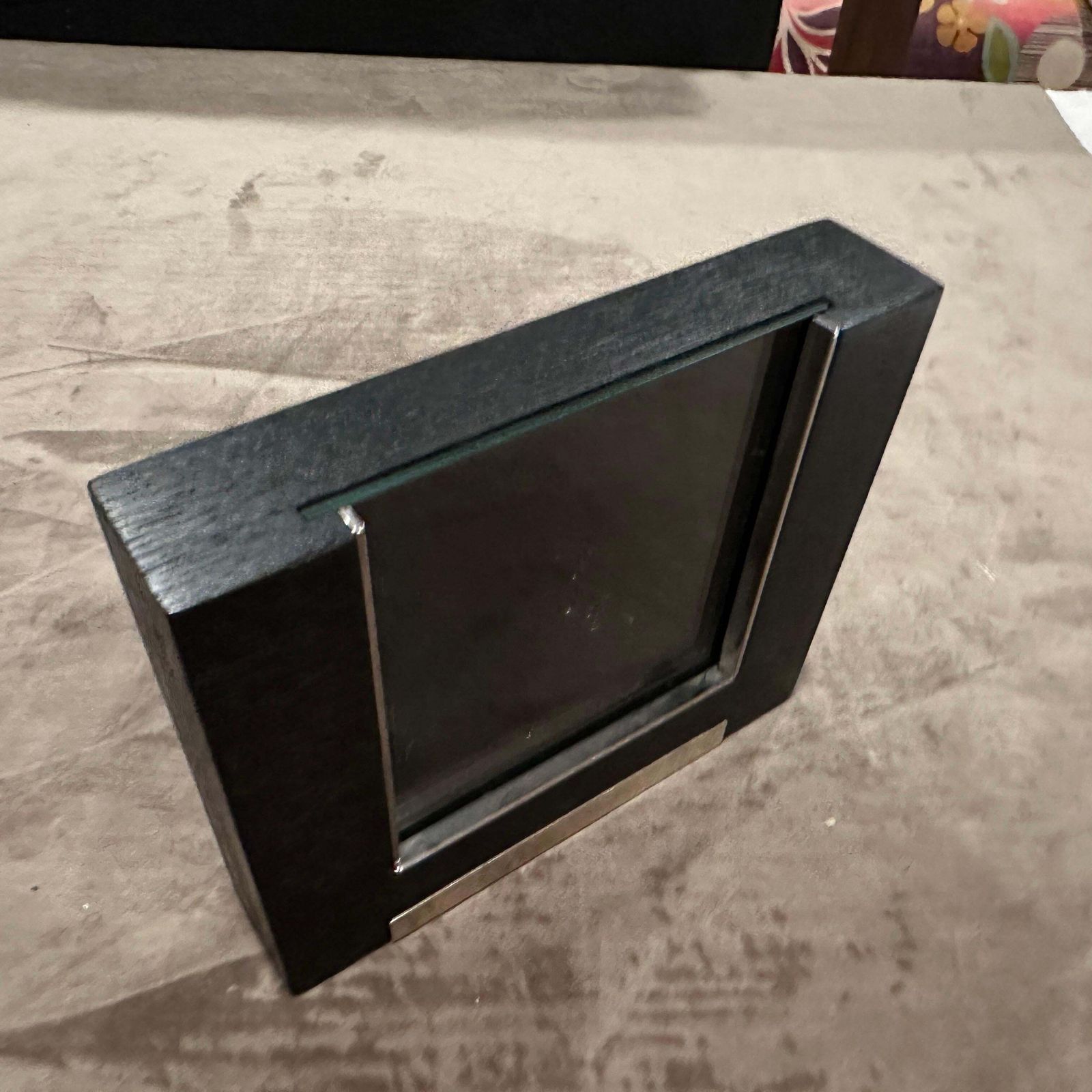 1980s Modern Sterling Silver And Ebonized Wood Picture Frame By Silvan photo Home Decor