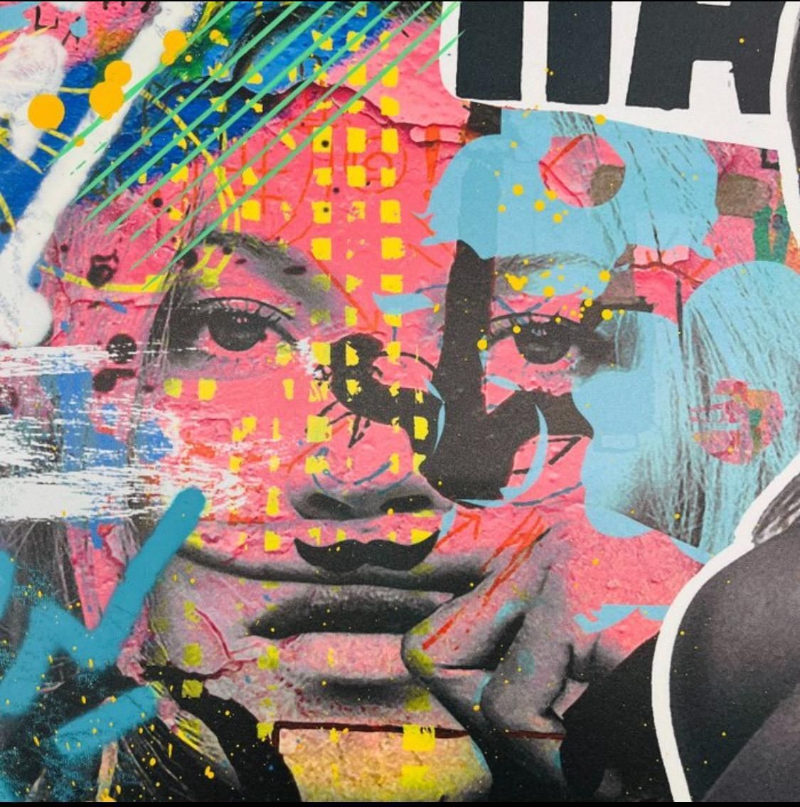 Kate Moss, A Street Art Mixed Media On Paper, Embellished By Hand By Airoh photo for sale