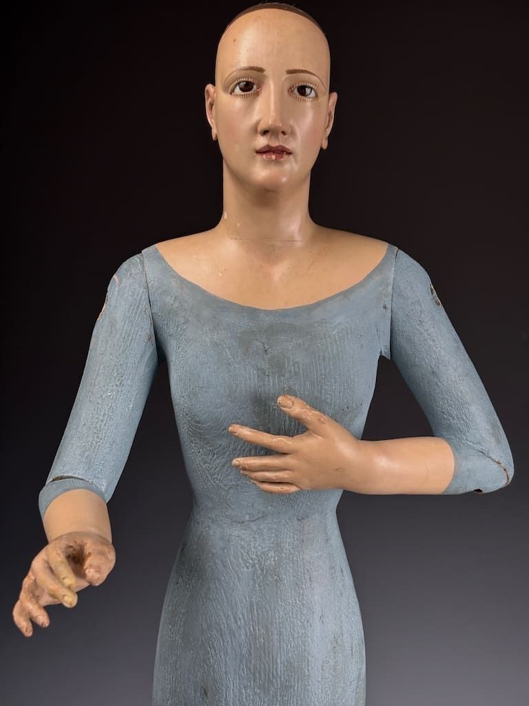 Mid 18th Century Italian Polychrome & Gesso Santos Figure (Female Saint) photo 2850.0