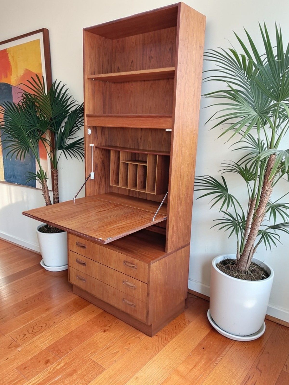 photo furniture G Plan Fresco Teak Bureau Desk: Mid Century Cocktail Cabinet Workstation 1970's