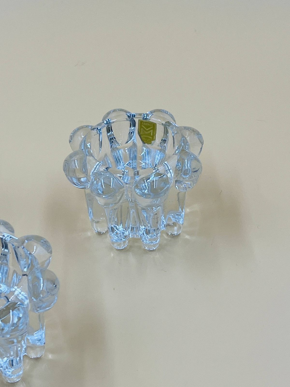 Set Of 3 Vintage Glass Candle Holders – Glassware From Reims photo Home Decor