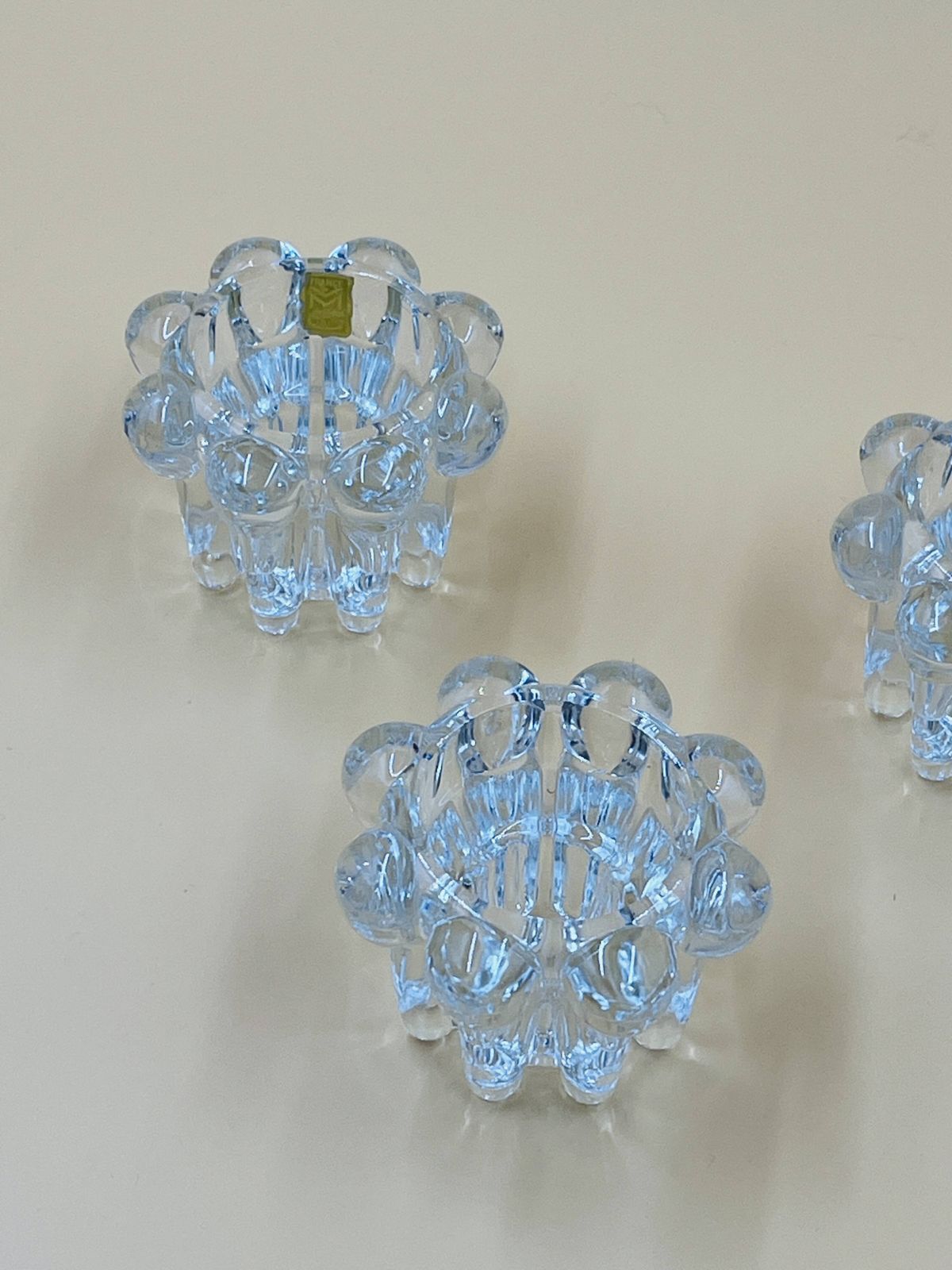 Set Of 3 Vintage Glass Candle Holders – Glassware From Reims photo vinterior