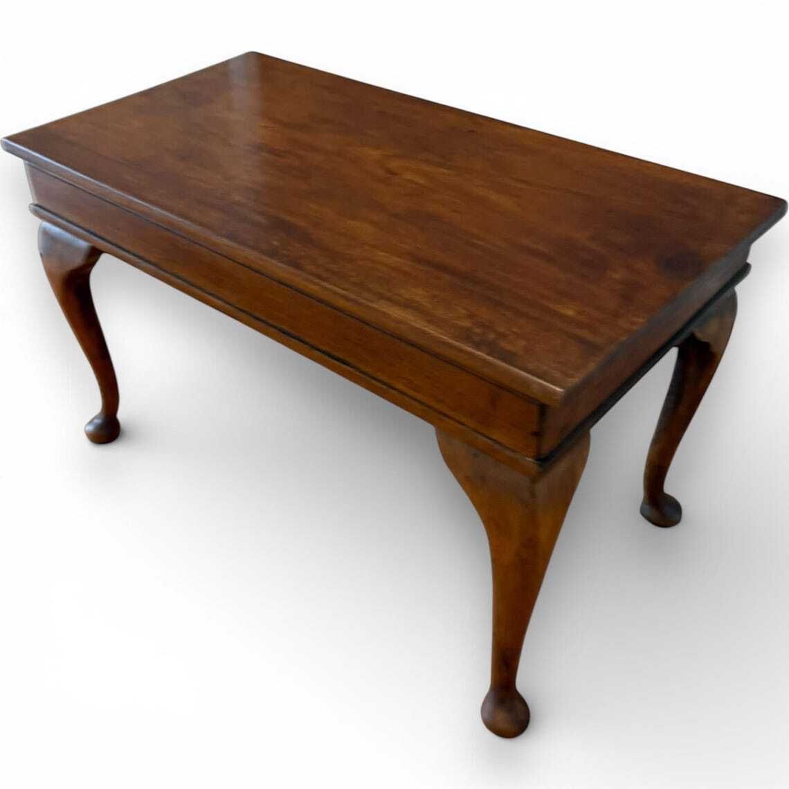 Vintage Mahogany Sewing Box Coffee Table With Hinged Storage Compartments