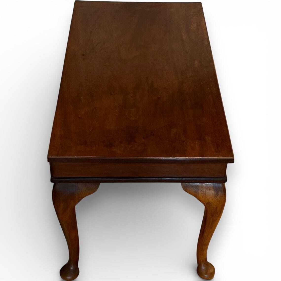 Vintage Mahogany Sewing Box Coffee Table With Hinged Storage Compartments photo vinterior