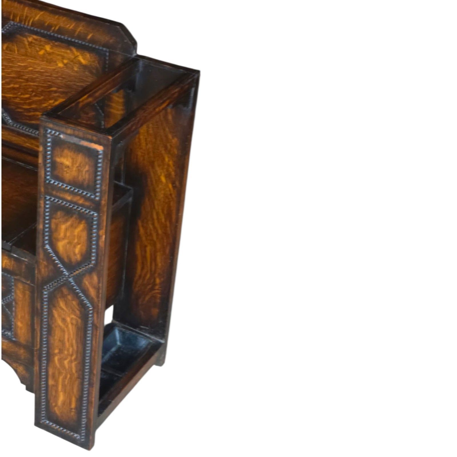 Vintage 1930s Oak Monk’s Bench Hall Settle With Umbrella Stands Jacobean Style photo for sale