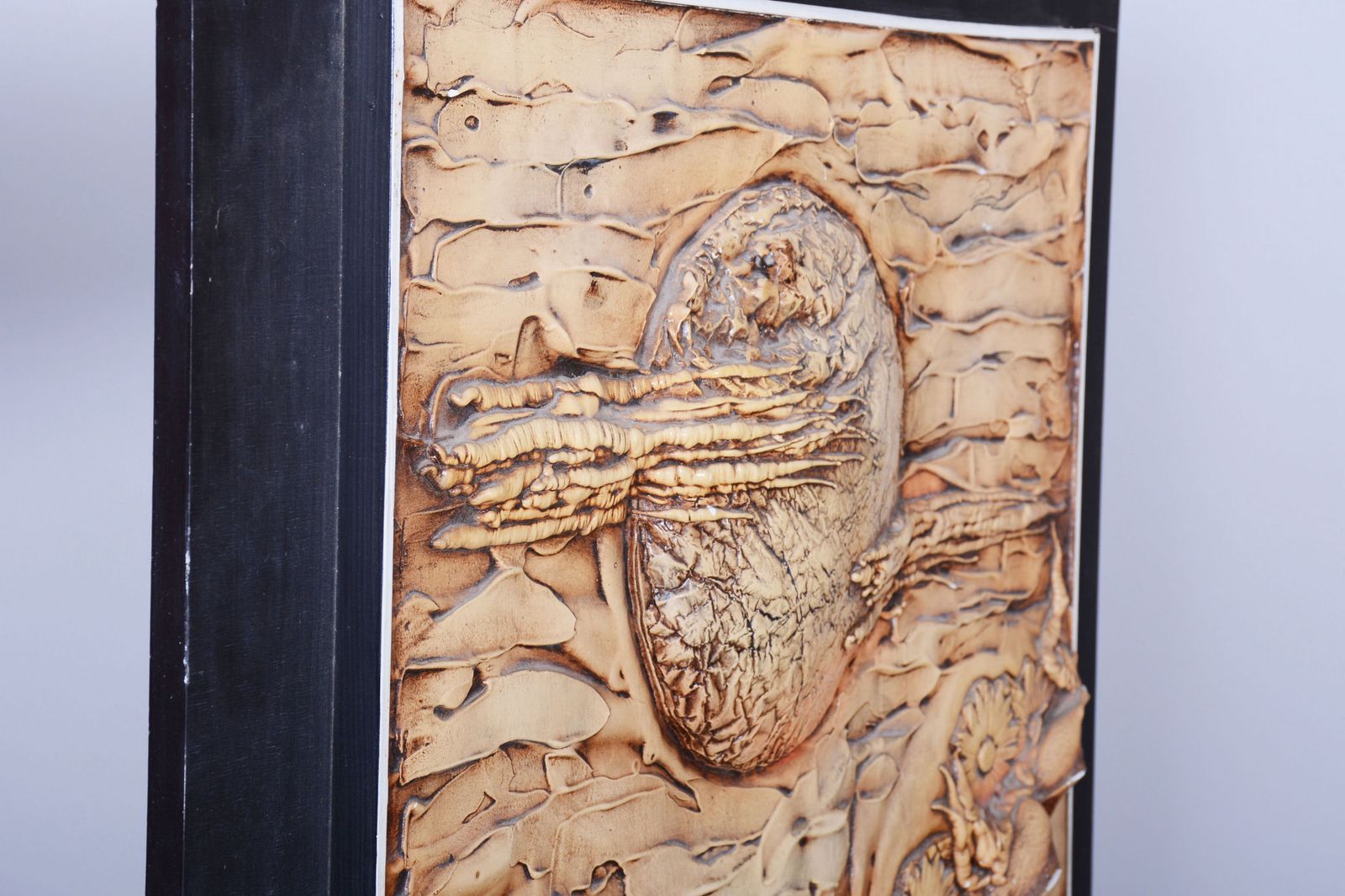 Original Mid Century Hanging Ceramic Relief, Well Preserved, Czech, 1980s photo Art