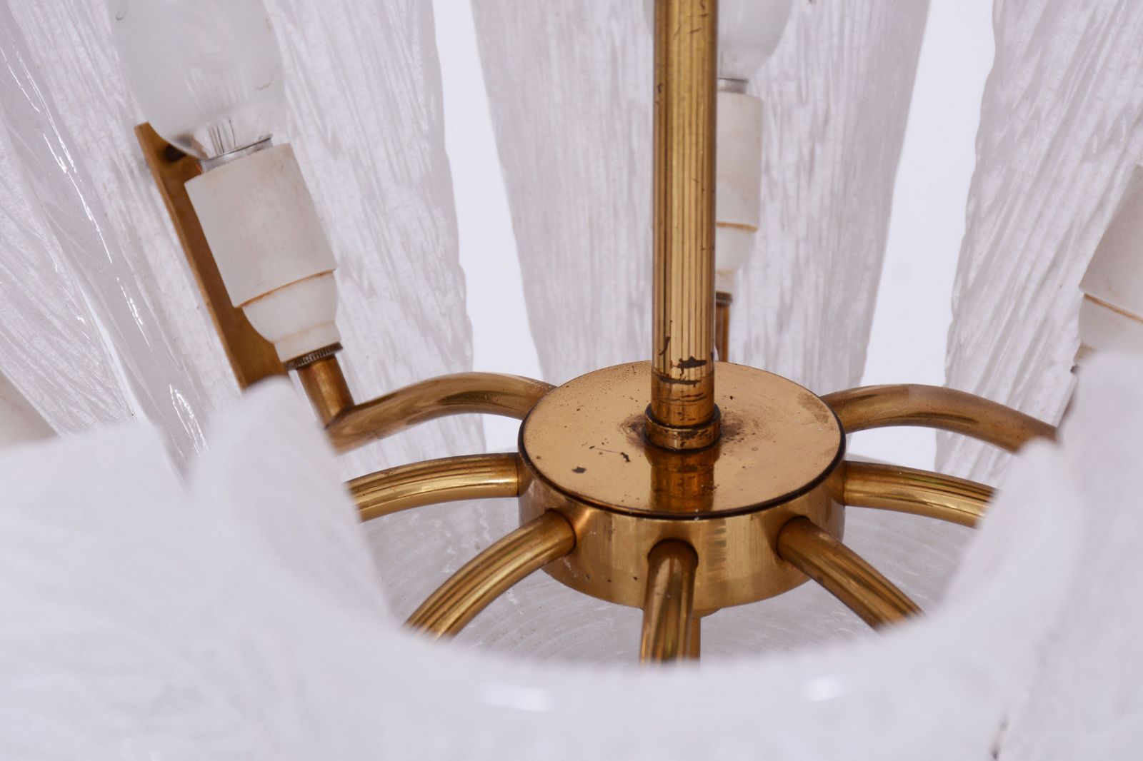Restored Mid Century Chandelier, By J. T. Kalmar, Brass, Glass, Austria, 1950s photo buy