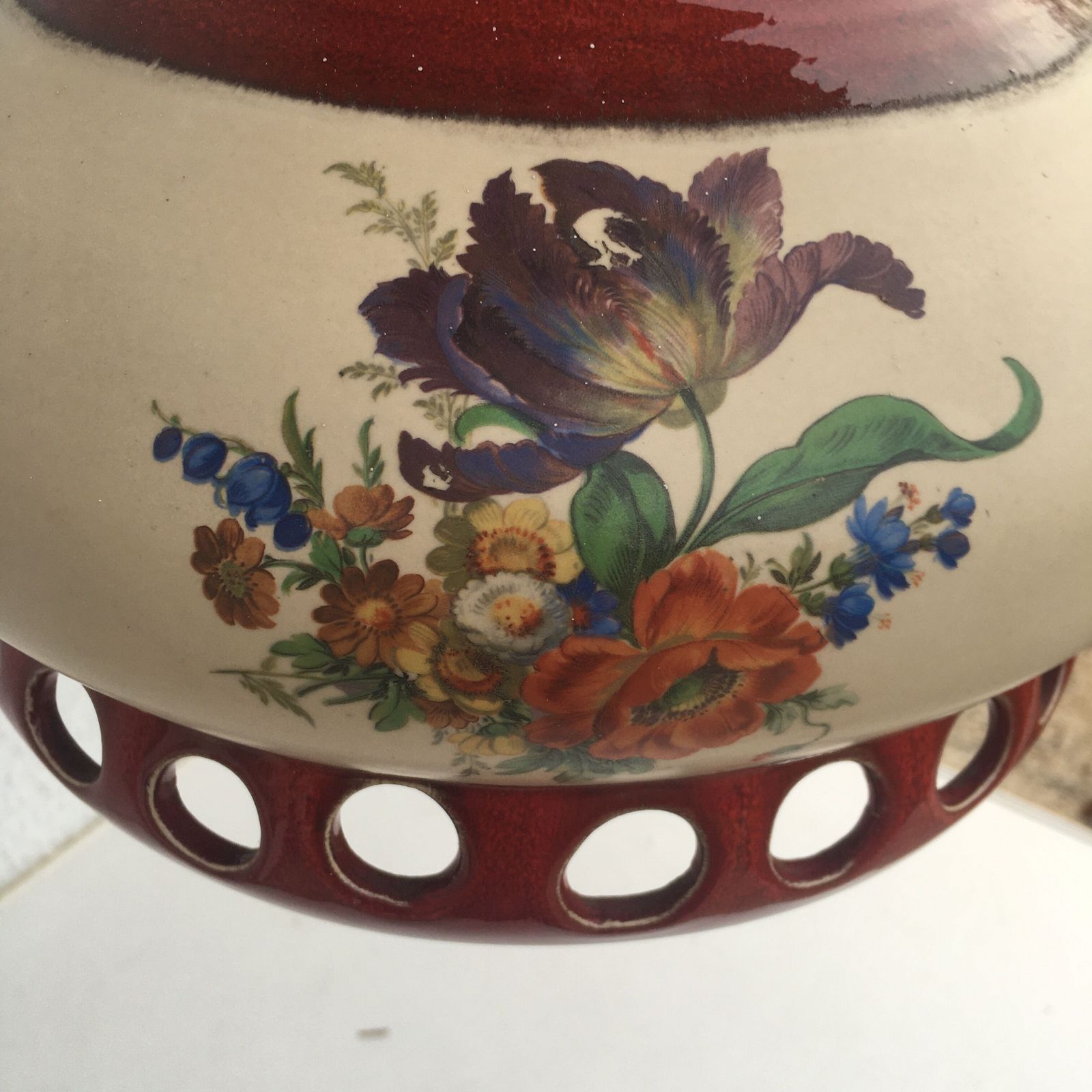 Rode Keramische Hanglamp photo vintage