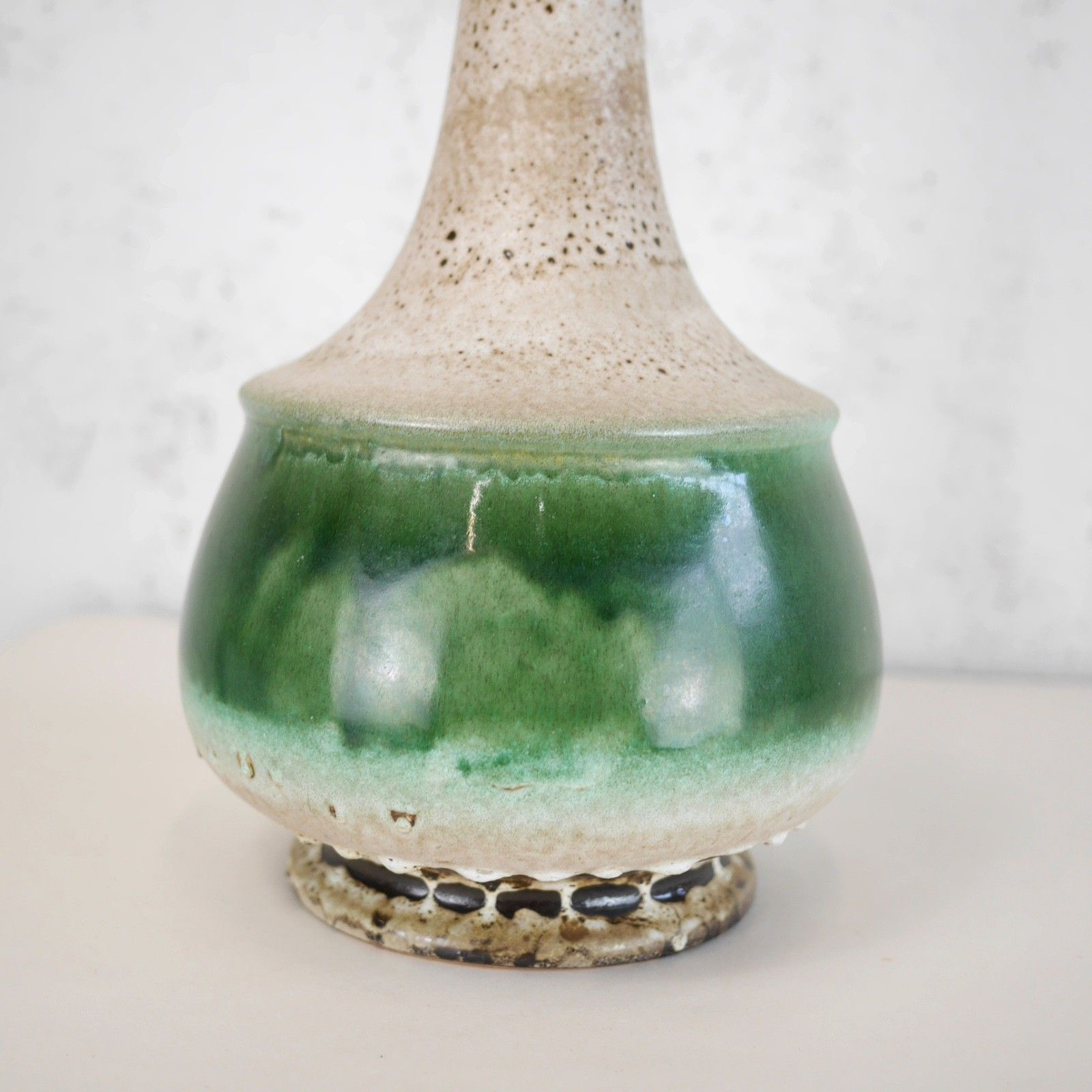 Vintage Mid Century Studio Pottery Lamp Shade Egg Shell Green #102897 photo vintage